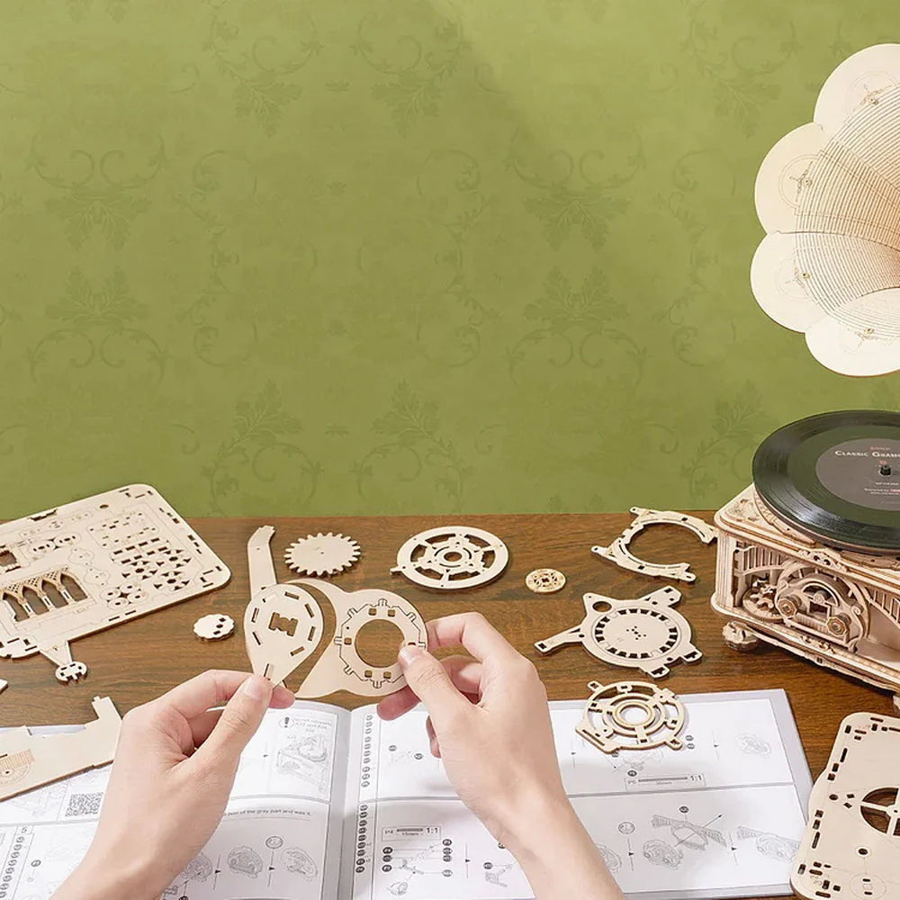 Puzzel 3D Klassieke Grammofoon-11