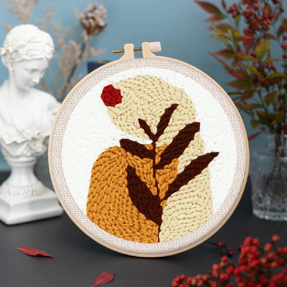 Punch Needle Leaf en Rode Zon