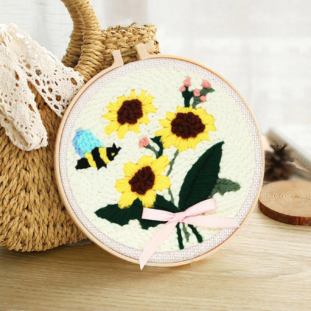 Punch Needle-bloemen en bij