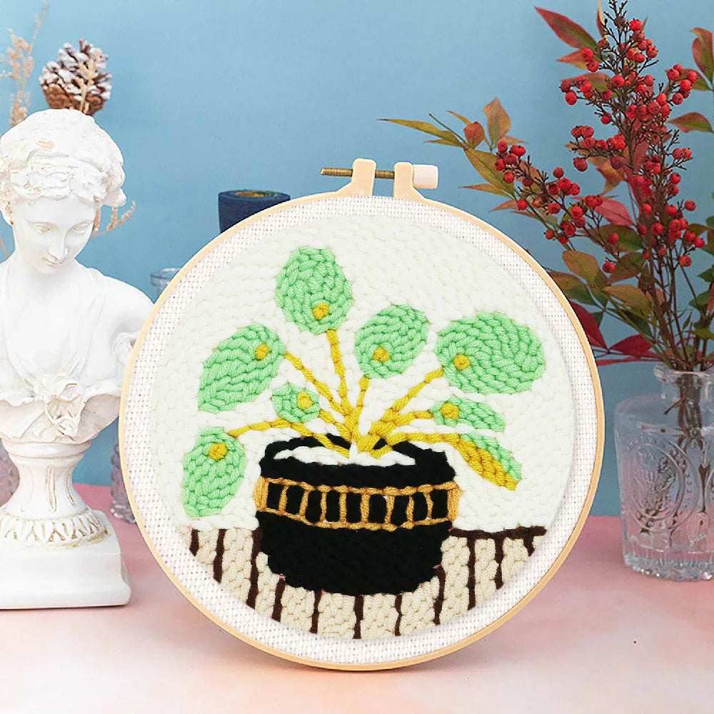 Punch Needle-plant en zwarte pot