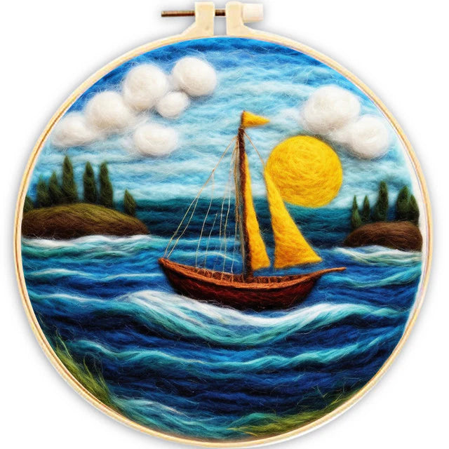 Kit Naaldvilten &#8211; Gele Zeilboot
