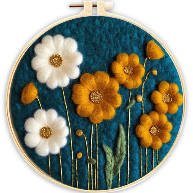 Kit Naaldvilten &#8211; Witte en Gele Bloemen