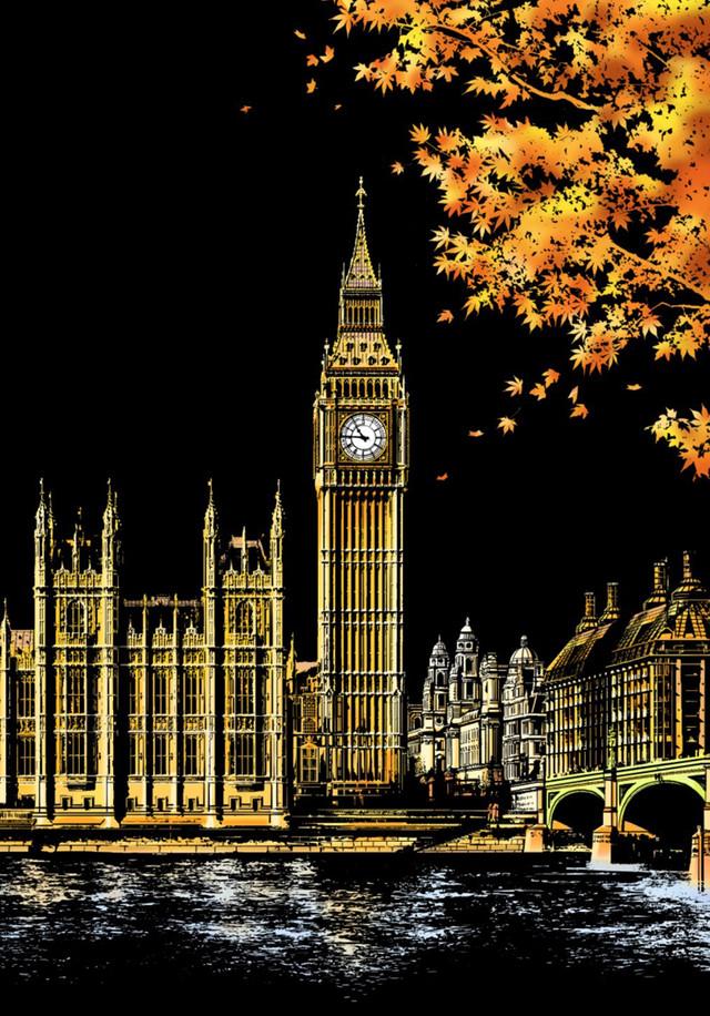 Kras verf &#8211; Big Ben in Londen