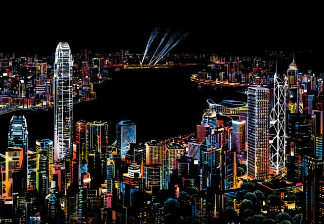 Kras verf &#8211; Hongkong bij nacht