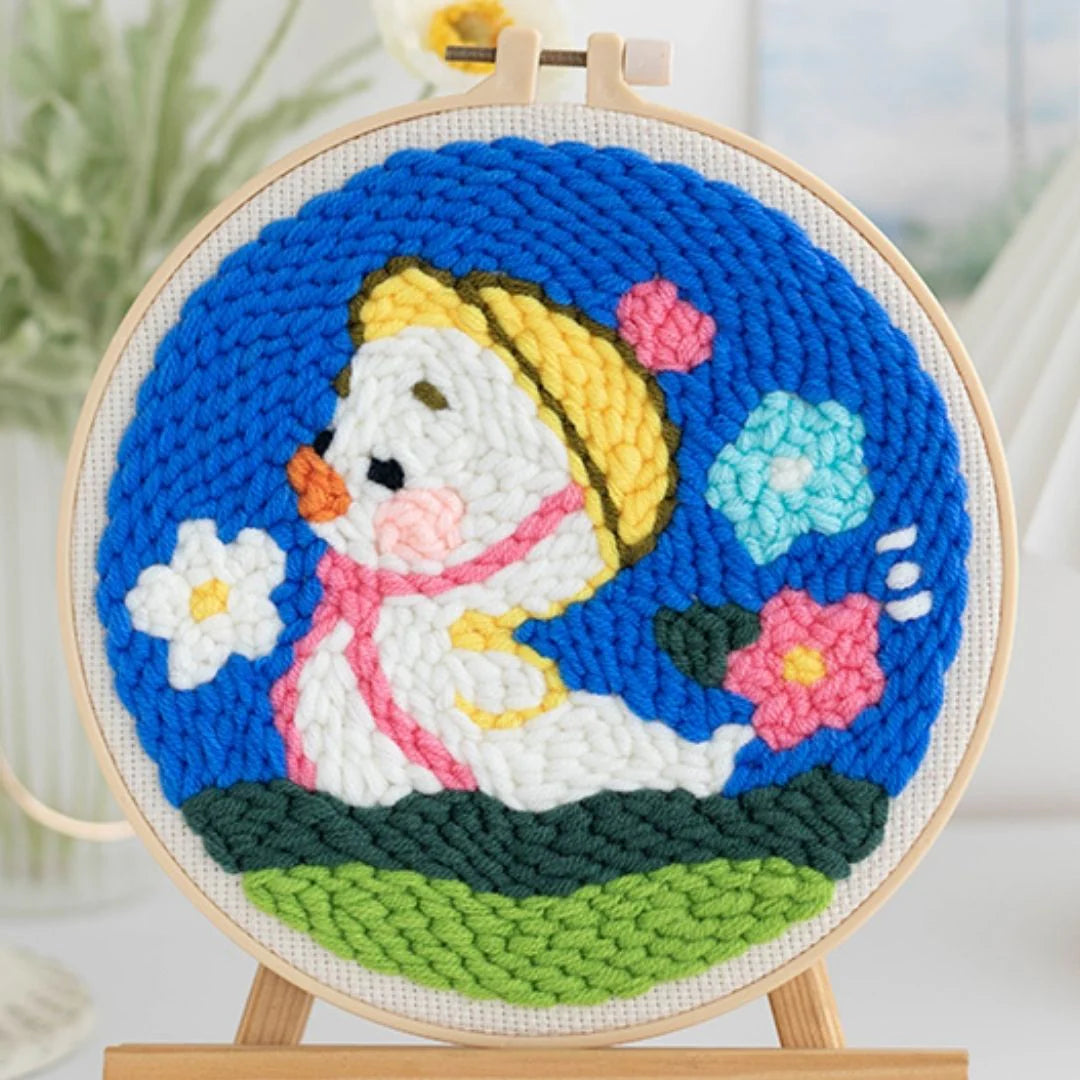 Punch Naald Eendje en bloemen