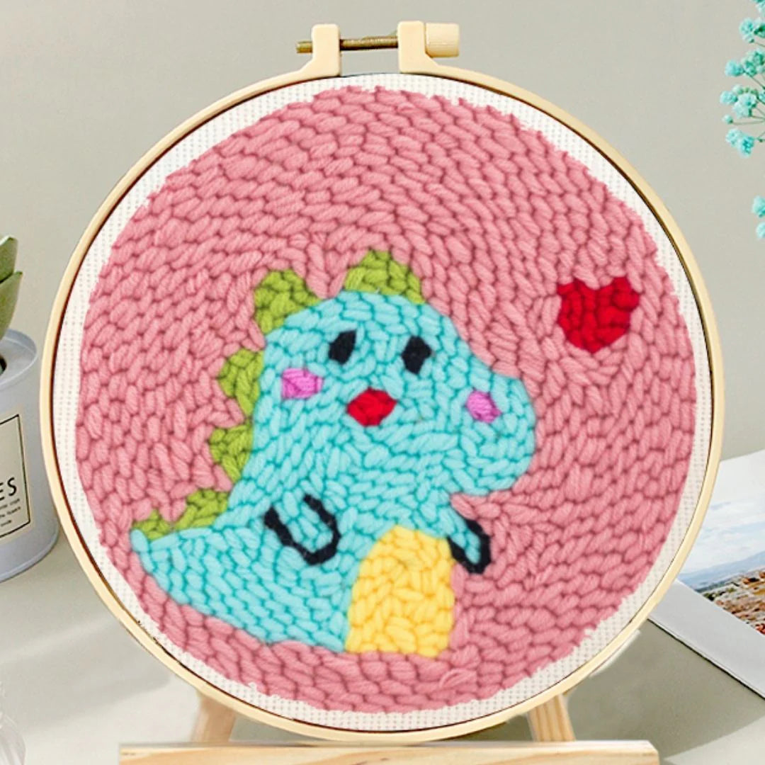 Punch Naald Kleine blauwe draak en hart