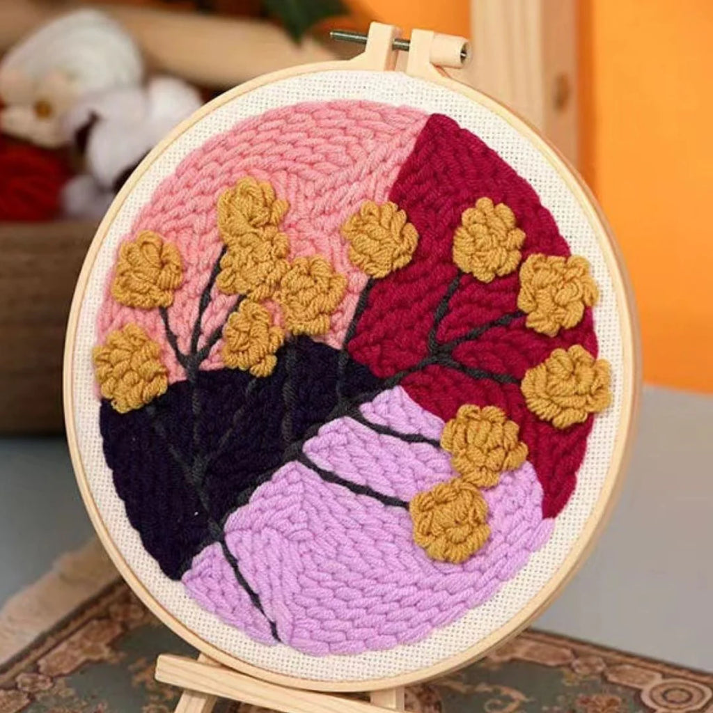 Punch Naald Verloop achtergrond en gele bloemen