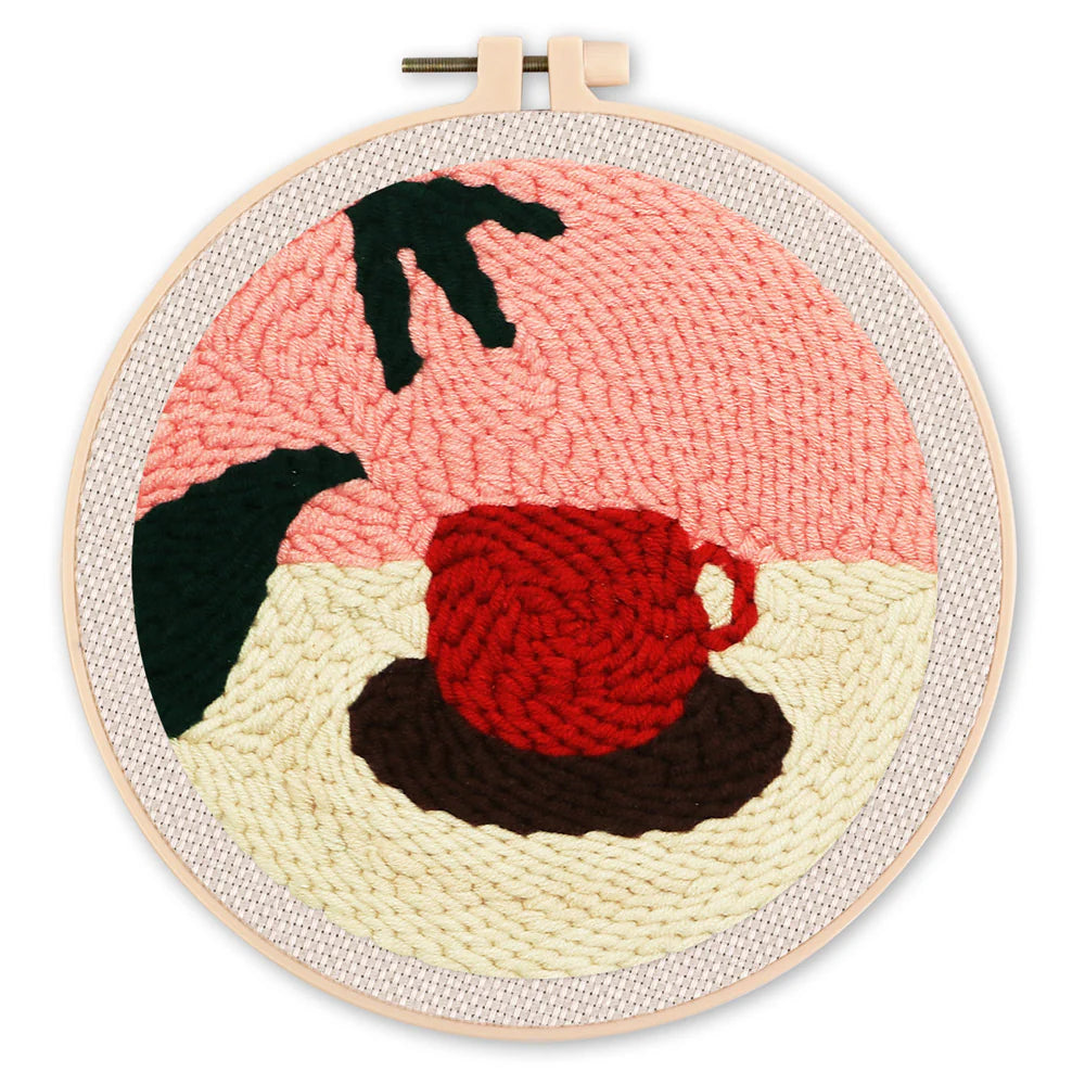 Punch Naald Warme Chocolade en Bladeren