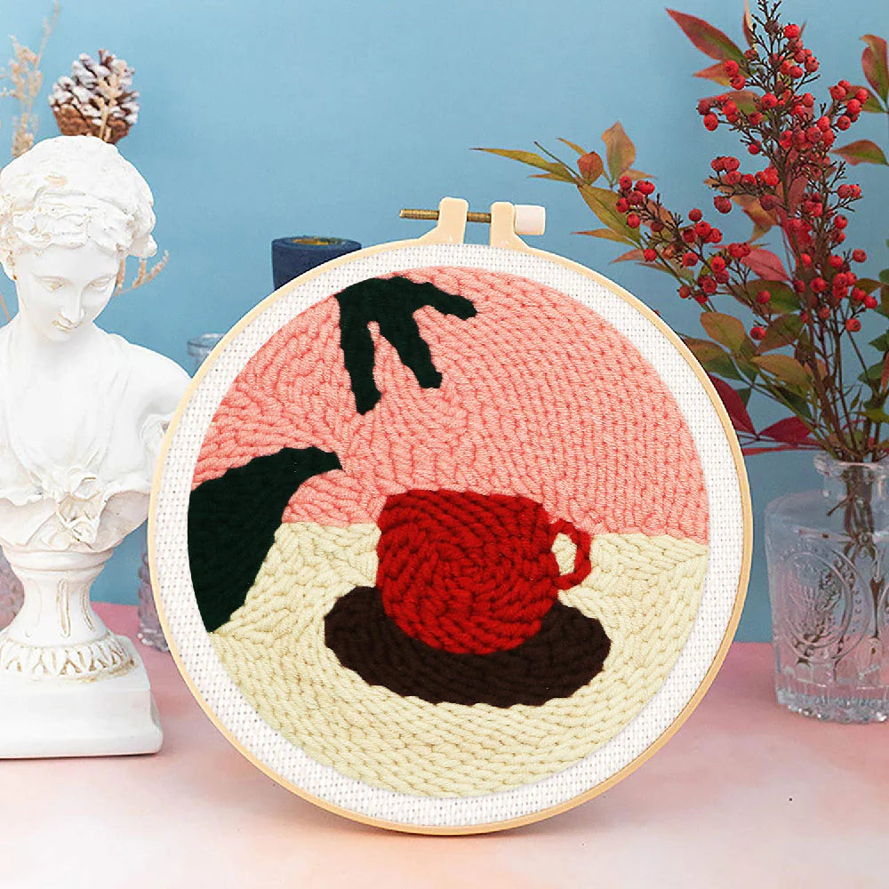 Punch Naald Warme Chocolade en Bladeren