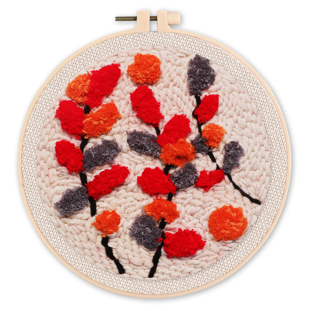 Punch Naald Gekleurde takken op een beige achtergrond