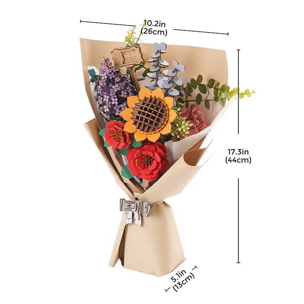 Puzzel 3D Houten bloemenboeket-9