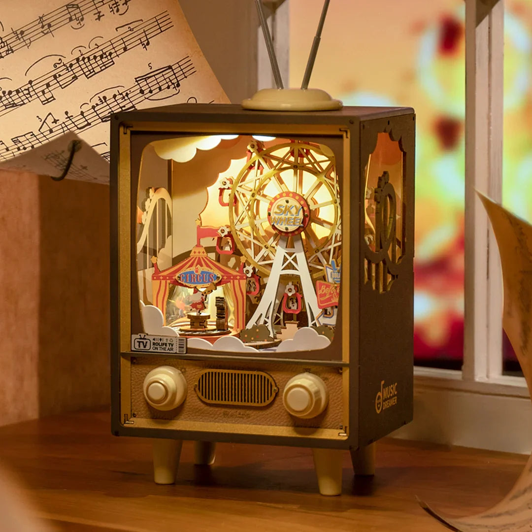 Puzzel 3D Muziekdoos met carnaval bij zonsondergang-3