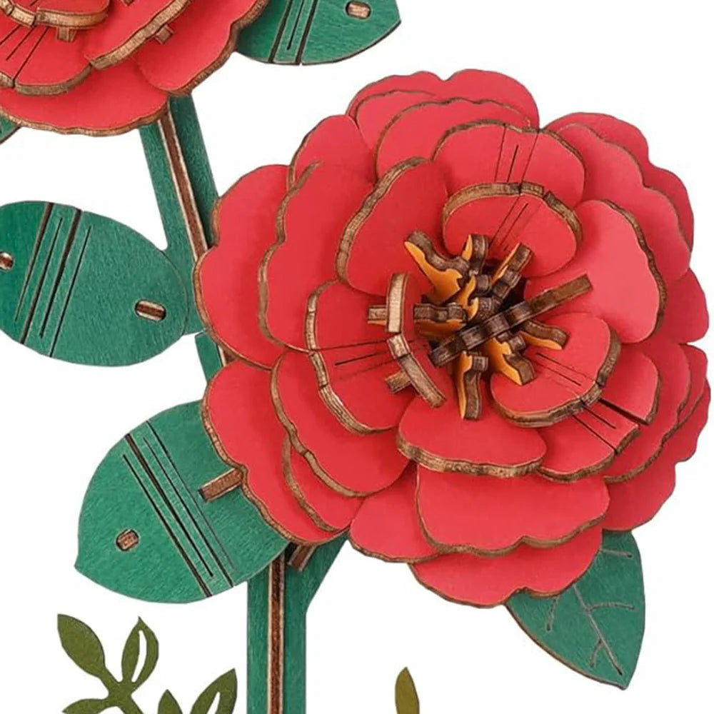 Puzzel 3D Rode camelia-4