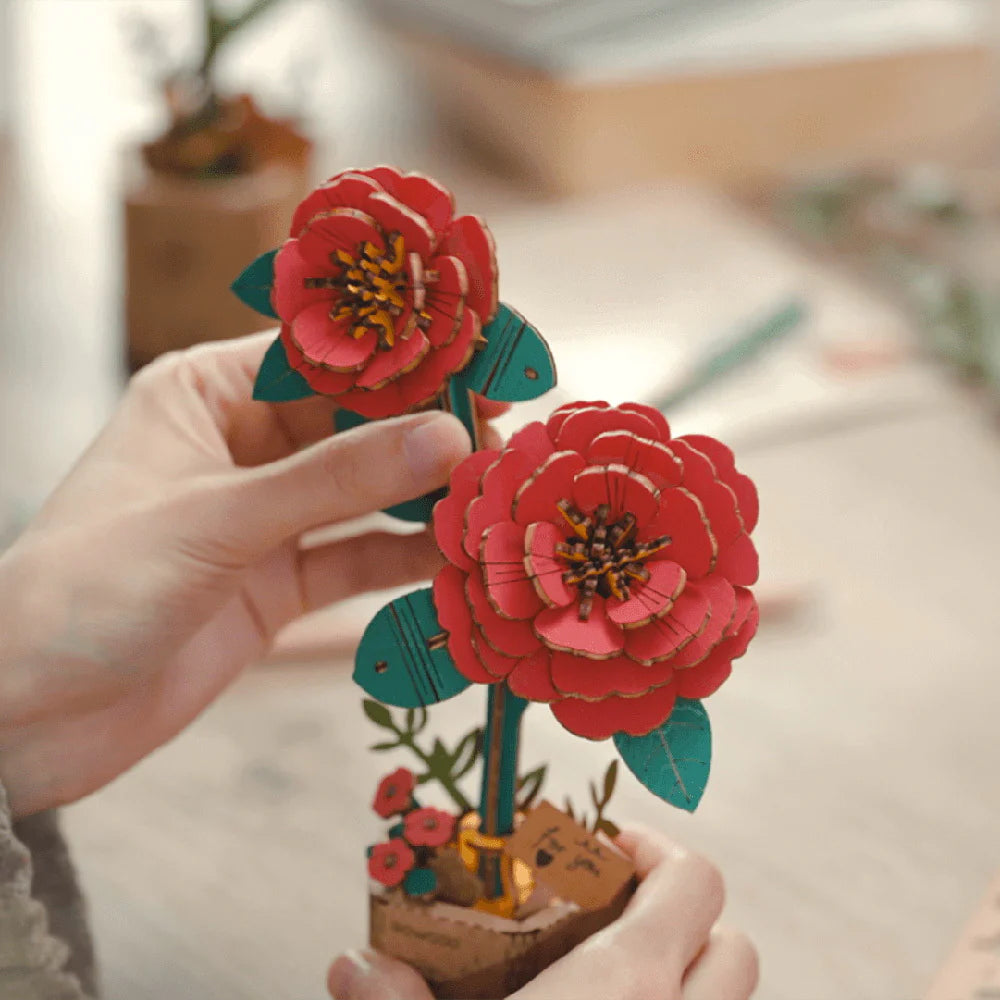 Puzzel 3D Rode camelia-6