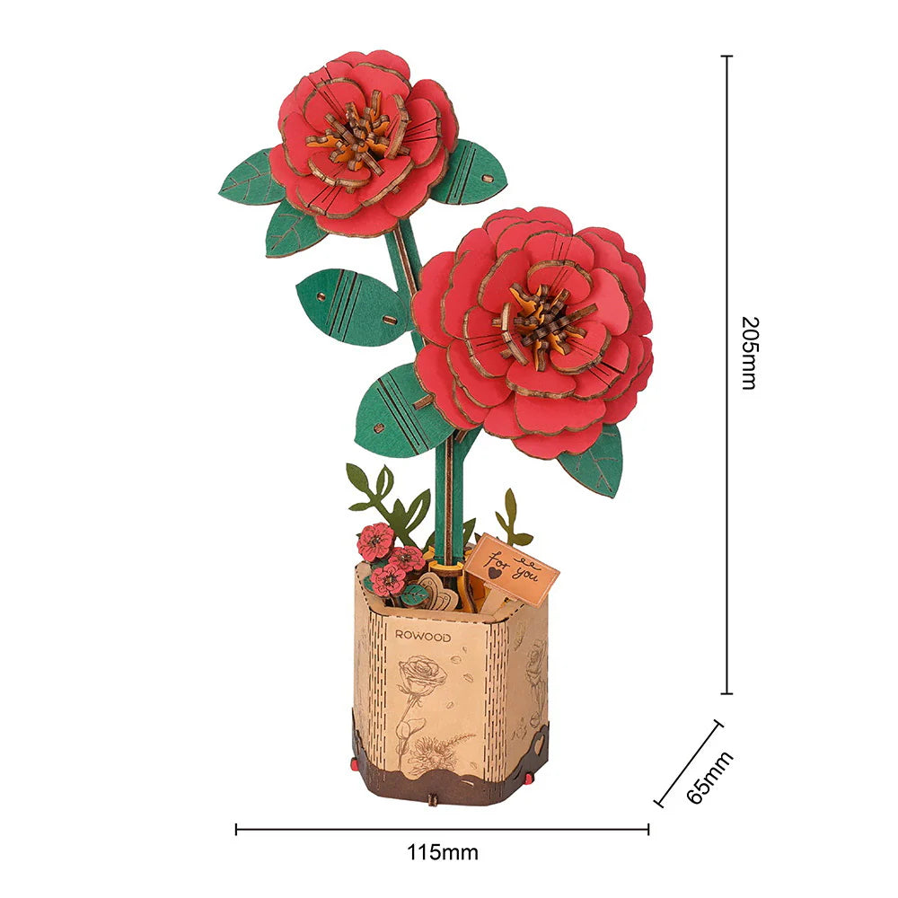 Puzzel 3D Rode camelia-9