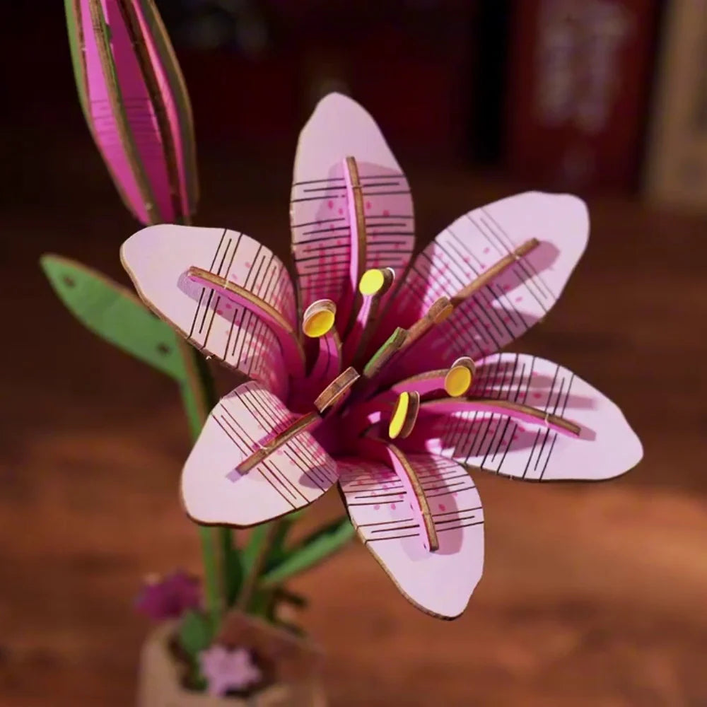 Puzzel 3D Roze Lelie Bloem-8