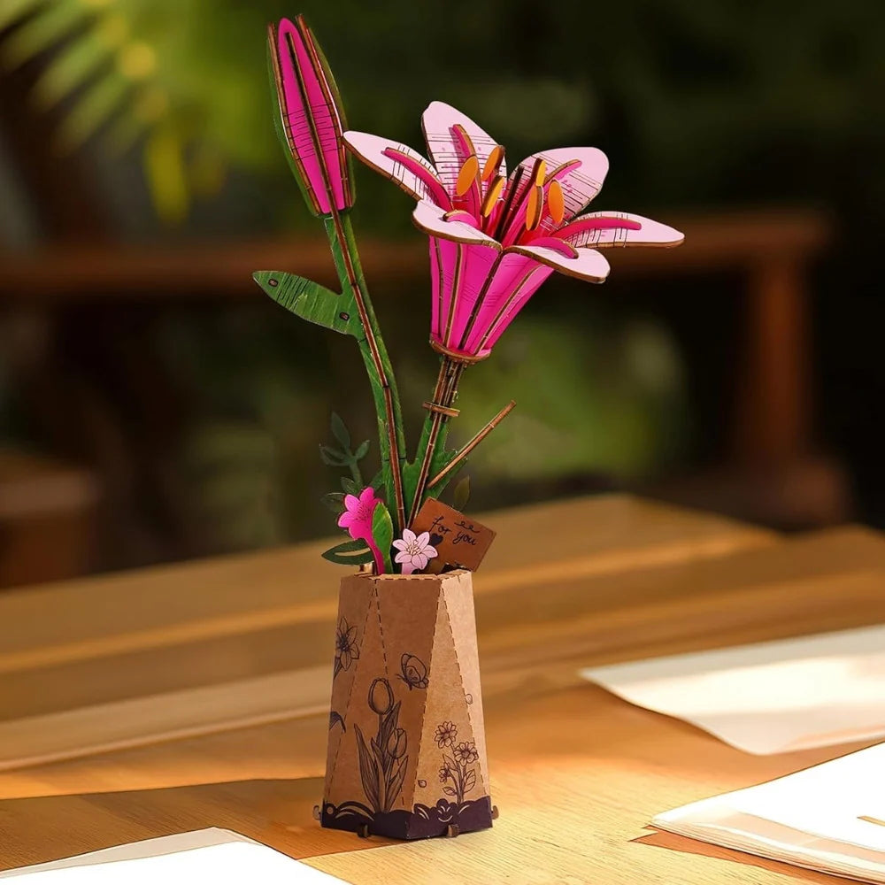 Puzzel 3D Roze Lelie Bloem-9