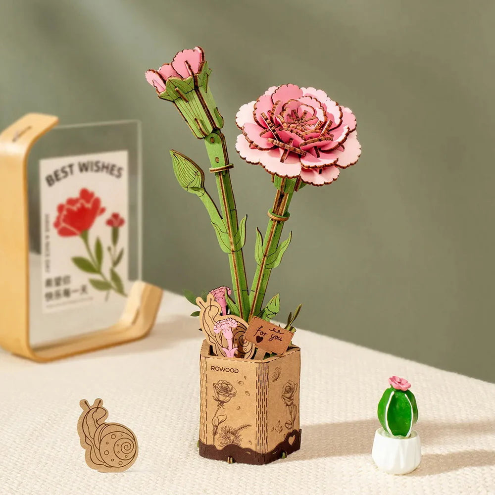 Puzzel 3D Roze anjer-1