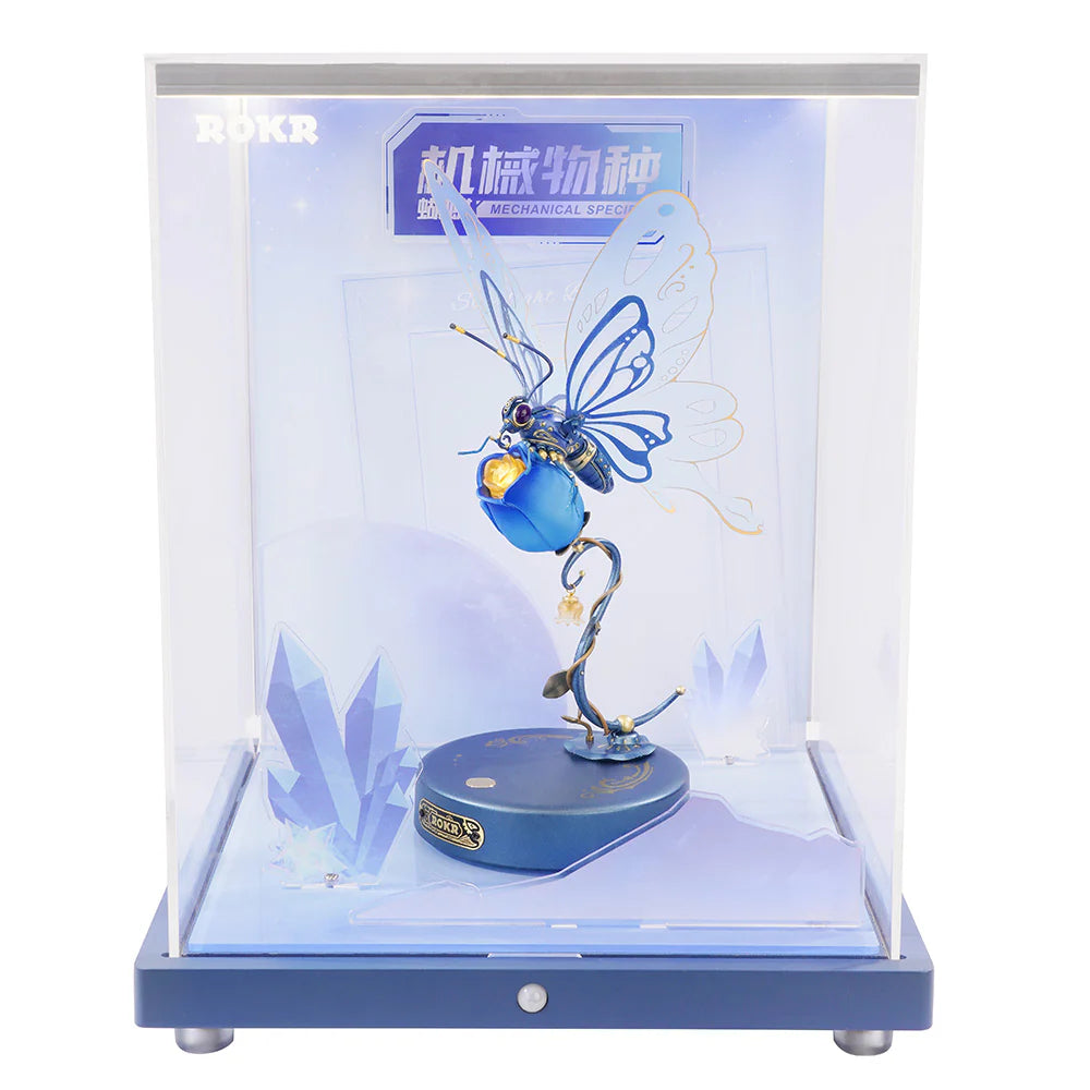 Puzzel 3D Vlinder en blauwe roos-12